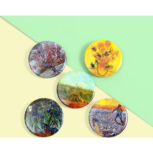 Renaissance Art painting Enamel Pins Starry Sky Sunflower Brooches Badges Van Gogh Pins Jewelry Gift For Friends Wholesale