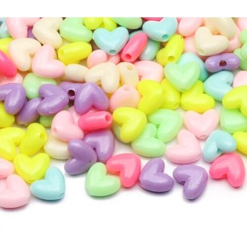 10x11mm Heart Shaped Acrylic Beads Mixed Candy Color Loose Spacer Beads For Jewelry Making Diy Necklace Bracelet Accessories