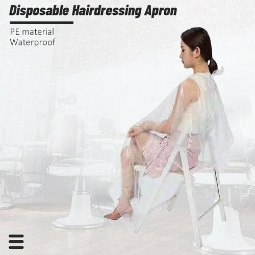 Professional 50/100 Pieces Disposable Hair Cutting Capes Gown Tattoo Salon Cape Wrap Transparent Disposable Hairdressing Cape