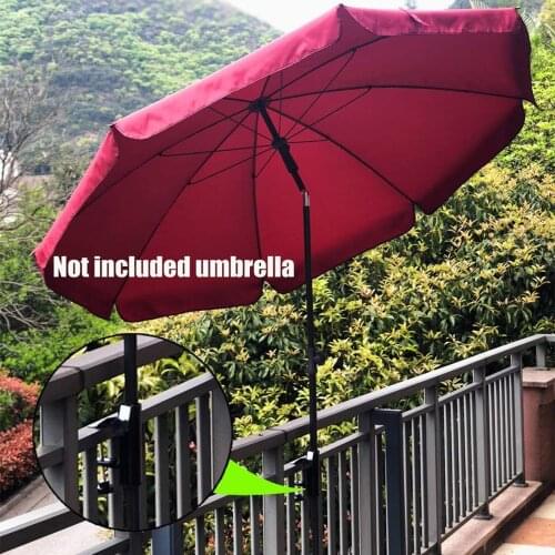 Black Patio Umbrella Clamp Bench Deck Umbrella Stand Holder Clip Beach Fishing Umbrella Mount Clamp for Balcony Deck