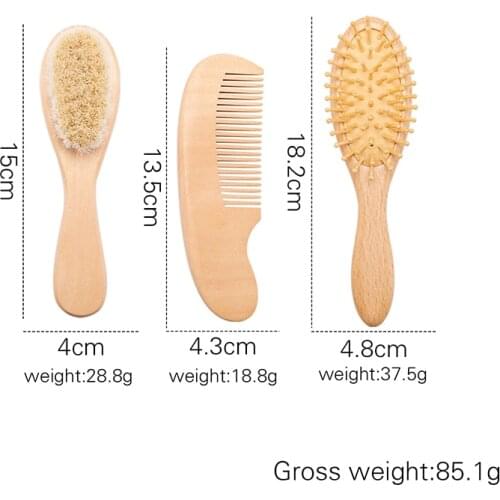 Baby Comb Girl Bathing Baby Care Hair Brush Pure Natural Wool Wood Comb Newborn Infant Head Massager Custom Name