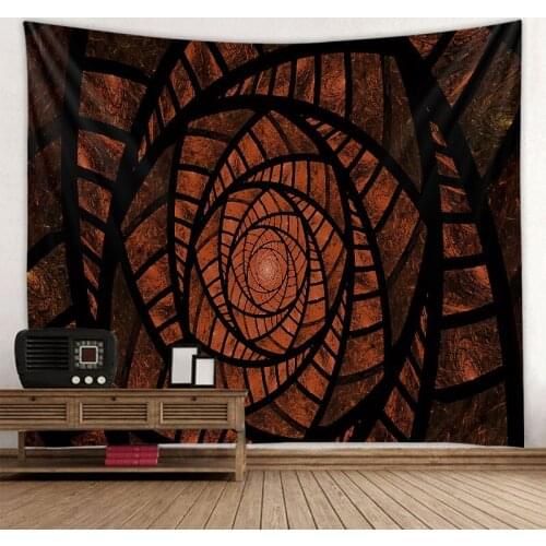 Colorful geometric tapestry fractal art tapestry bohemian mandala wall hanging psychedelic home decoration beach picnic rug