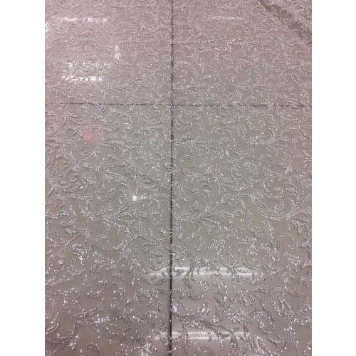 Hot selling african tulle net lace fabric lace for party dress SYJ-11622 tulle lace fabric with glued glitter