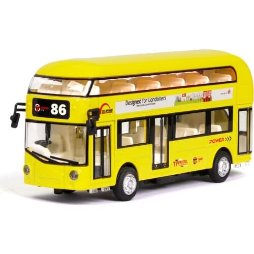 High Simulation 1:32 Alloy Pull Back Bus Model Imitation Double Sightseeing Bus Flash Toy Vehicle Free Shipping Kids Gifts