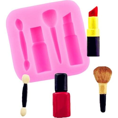Makeup Tools Lipstick Nail Polish Chocolate Party DIY Fondant Cake Decorating Tools Silicone Mold Dessert Moulds Fondant Molds