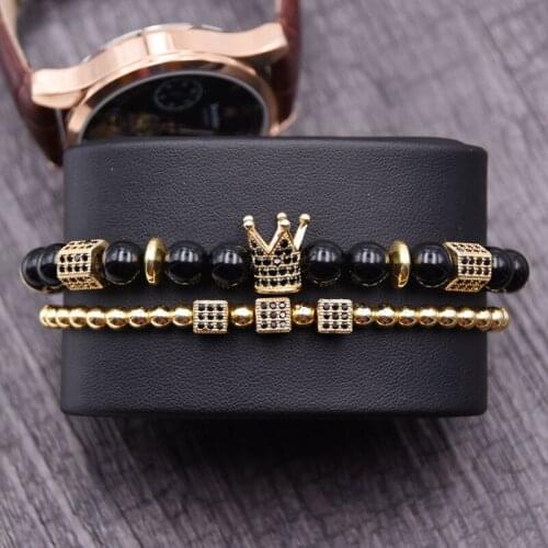 KANGKANG 2019 trend 8mm 18 color Stone Pave CZ Crown Bracelets for Men&Women classic Jewelry Tendance Bijoux