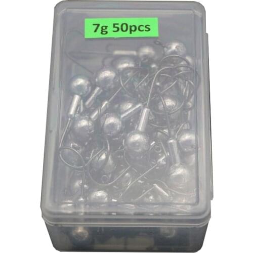 50PCS Lead Head Barbed Hook 1.5g/2g/3.5g/5g/7g/10g/14g Jig Bait Hooks For Soft Lure Fishing Tackle Anzuelos De Pesca Accessories