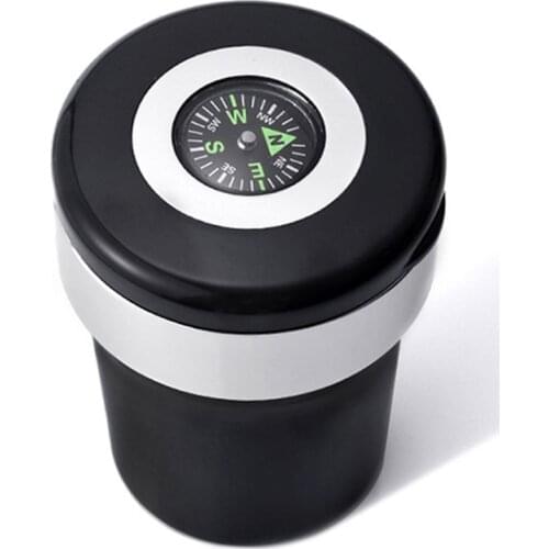 Easy Clean Up Detachable Car Ashtray with Lid Compass LED Light and Lighter 28GC