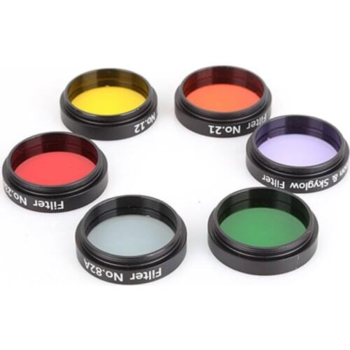6pcs/set Colorful Astronomical Telescope Optical Filters Screw Thread Eyepiece Accessories with Aluminum Storage Box