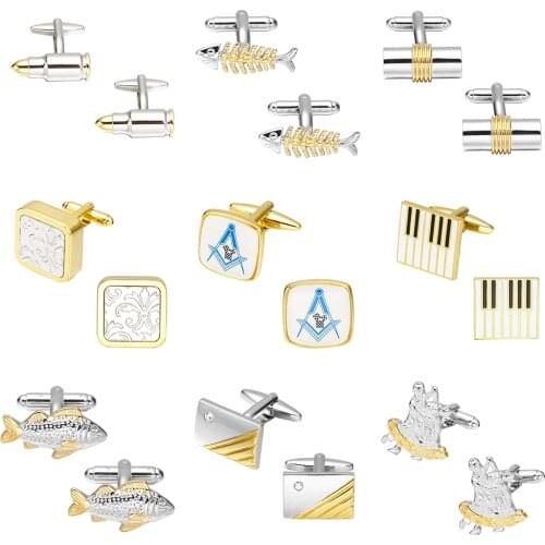 MeMolissa Novelty Luxury Cufflinks for Mens18 Styles Dice/Animal/Bullet/Piano design High Quality Golden Cufflinks Men Jewelry