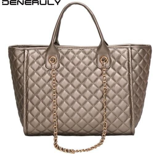 Fashion Large Quilted Bag Chain Leather Tote Bag High Capacity Crossbody Bags For Women Luxury Brand Handbags Women Bag Designer