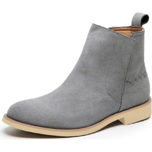 Quality Slip Ons Motorcycle Mens Boots Big Size 47 New Men Chelsea Boots Ankle Boots Fashion Mens Brand Cow Suede Leather