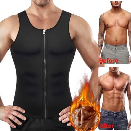 Men Waist Trainer Vest Corset for Weight Loss Neoprene Sauna Suit Corset Body Shaper Zipper Tank Top Workout Shirt Slimming Belt