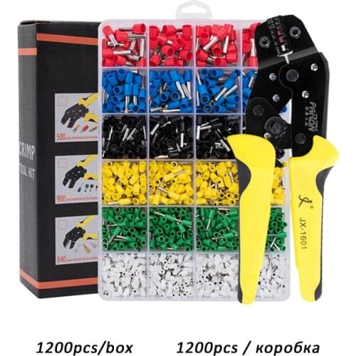 Wire Crimping Pliers Set With 1200 Wire Terminal Crimp Connector 0.5-6mm2 Wire Cable Tube Terminal Ccrimping Pliers Hand Tool