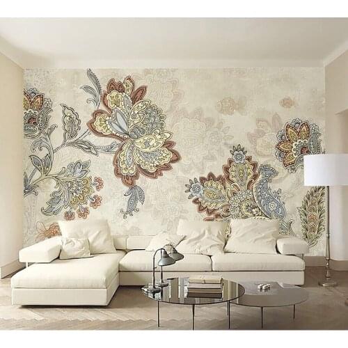 Bacaz 8D Vintage Flower ART Damask Wallpaper Mural for Living Room 3d Flower Wall paper 8d Photo Murals 3d Wallcoverings