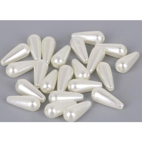 NEW 30/20PCS Drop Shape Beige ABS Imitation Pearls Beads Spacer Straight Hole beads for necklace Bracelet earring Making jewelry