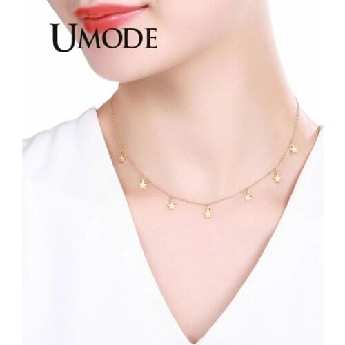 UMODE Korean Girls Gold Stainless Steel Necklace for Women 3mm Ball Chain Necklace Choker Fahsion Party Jewelry Gift UN0391