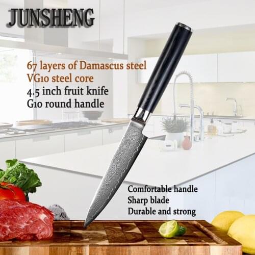Professional kitchen knife VG10 Damascus steel blade G10 round handle sharp sharp meat and vegetable cutting tool fruit knife