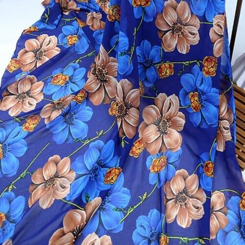 Chiffon Dress Fabric Floral DIY Material Elegant Scarf Blouse Cosplay Craft 1 Yard