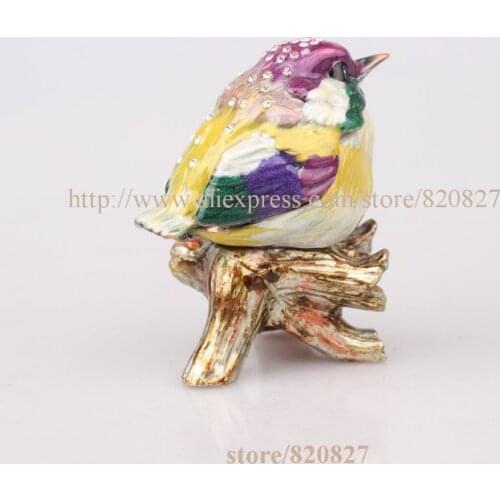 Brid Trinket Box Bird on Branch Jeweled Crystal Keepsake Box Pewter Bejeweled Bird Trinket Small Box Birds Jewelry Ring Box