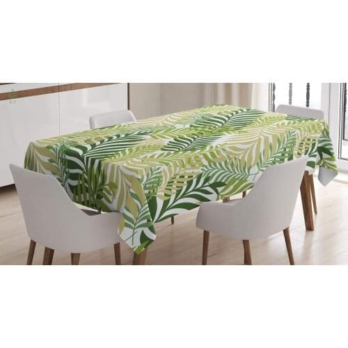 Leaf Tablecloth Tropic Exotic Palm Tree Leaves Natural Botanical Spring Summer Contemporary Graphic Dining Table Cover
