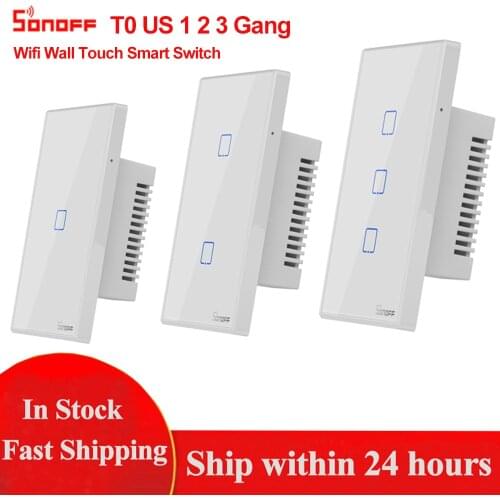 Sonoff T0 US 1/2/3 Gang Wifi Switch Smart Home Remote Control Wall Touch Timer Switch Ewelink APP Works With Alexa Google Home
