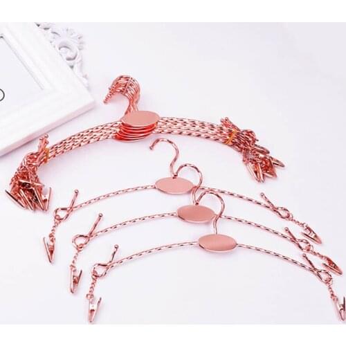 20Pcs/Set Rose Gold Hanger Metal Non-slip Hanger for Underwear Bra Clothes Clothespin Socks Panties Clip Wardrobe Clothes Rack