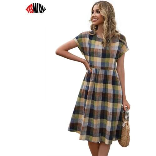 Модные платья в клетку Yesmayay China At AliExpress