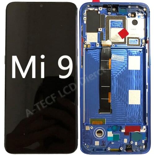 Original Super AMOLED LCD Frame For Xiaomi Mi9 LCD Display Screen with Frame Touch Panel Digitizer Assembly Mi 9 LCD Display