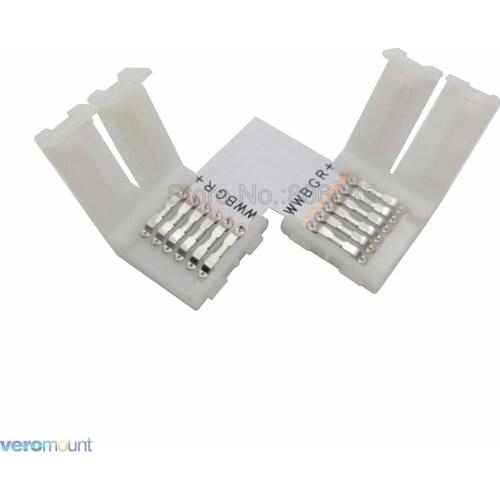 10pcs/lot 12mm 6PIN RGB+CCT L Type No Soldering Corner Connector for RGB CCT 5 in 1 LED Strip 6-PIN Connector LED Accessories