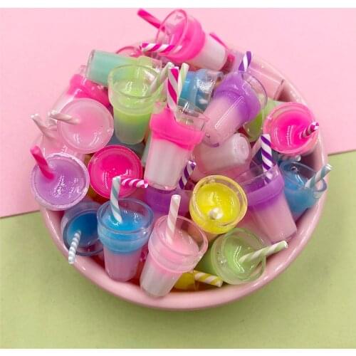 10Pcs Mix Simulation Milk Tea Drink Cup Resin Kawaii Cabochon DIY Craft Scrapbooking For Phone Deco Mini Food Dolls Accessories