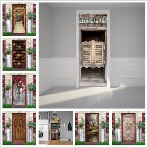 2PCS/Set Saloon Western Bar Stickers on the Doors PVC Self-adhesive Waterproof Wallpaper Home Decor Wall Art Poster deur sticker