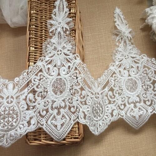 3Yards/pack Refined Luxury with Continental Car Bone Sequined Lace Wedding Dress Accessories Lace Trim RS1135