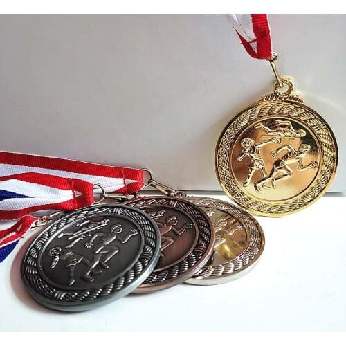 4 Colors riathlon medal School Sports Medal Gold Silver Bronze Motion, Honor Communication Ability/self-confidence Developing