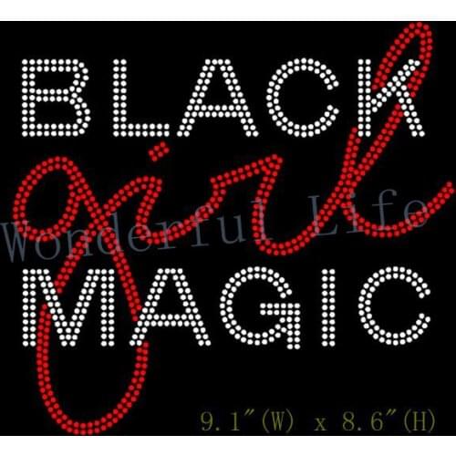 Free shipping Black Girl Magic Rhinestone transferRhinestone Transfer Design Iron on
