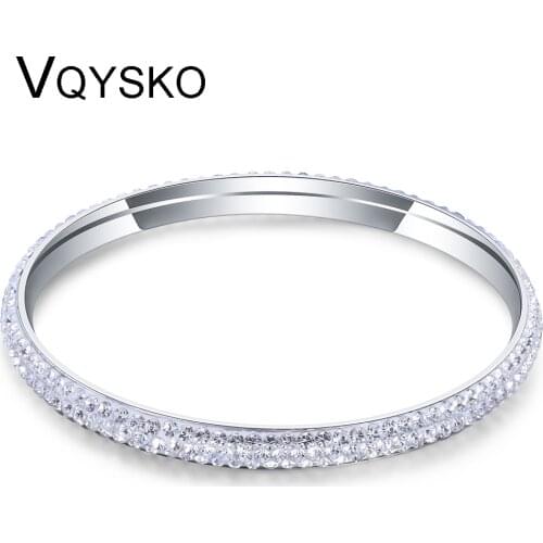 Free Shipping Fashion Three Row Crystal Pave Bangles For Women High Quality Stainless Steel Jewelry Wholesale Bracelet Bangle