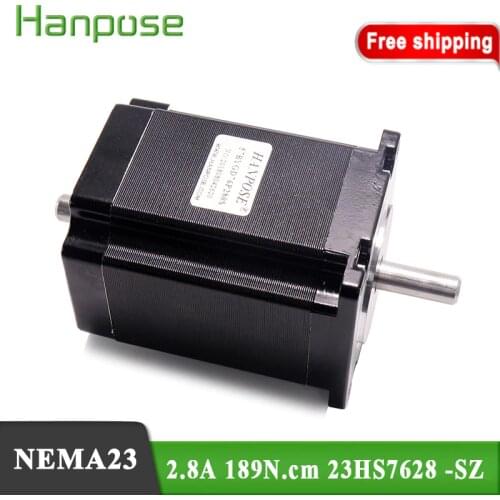 Free Shipping NEMA23 CNC Stepper motor 57x76mm 2.8A 189N.Cm 23HS7628-SZ 57 duoble shaft motor for 3D Medical machinery