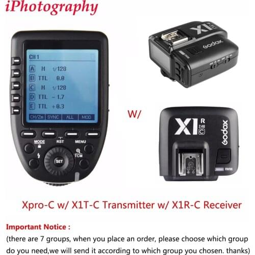 Godox Xpro-C TTL Wireless Flash Trigger Transmitter w/ X1R-C TTL Wireless Flash Trigger Receiver Flash Trigger for Canon Camera