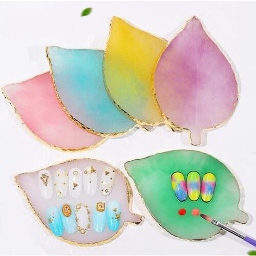 1Pcs Natural Resin Agate Nail Color Palette Leaf-like Plate Showing Shelf Resin Stone Display for Color Mixing Display Nail Tool