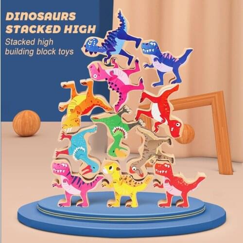 Wooden Dinosaur Montessori Educational Toy Creative Stacking Game Set Balancing Building Blocks Wood Toy Baby Kids Gift