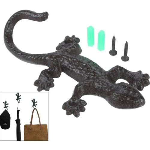 DRELD Cast Iron Lizard Rack Towel Hooks Hanger Coat Hat Garden Home Decor Wall Hook Antique Animal Figurine Rack Hanging