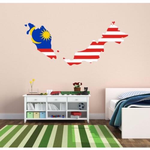 Flag Map of Malaysia Wall Vinyl Blackboard Door Sticker Custom House Decor Wedding PVC Wallpaper Fashion Design