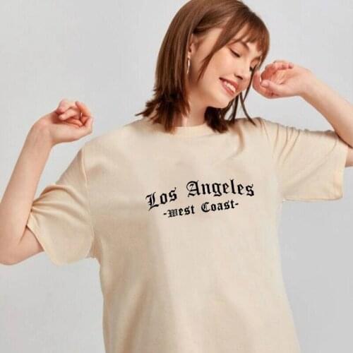 Aesthetic Los Angeles Letter Print Women T Shirt Harajuku 90s Vintage Summer Cotton Short Sleeve Egirl Graphic Tee For Ladies