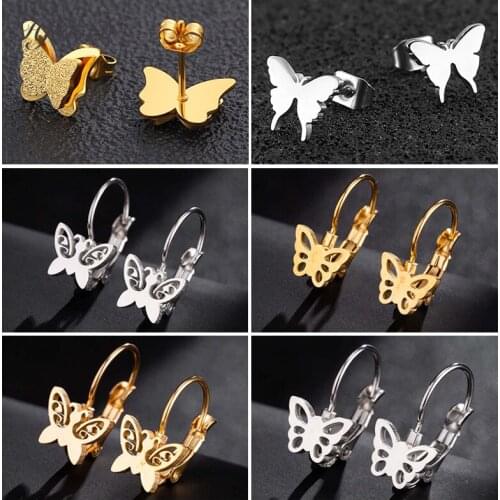 Hfarich Korean Style Butterfly Earrings For Women Girls Cute Insect Jewelry Kawaii Earing Jewelry For Daughter Birthday Gifts