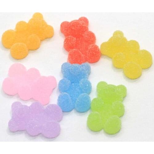 Kawaii Simulation Soft Little Bear Fudge Gummy Bear Flatback Resin Cabochons For Headwear Earrings Pendants