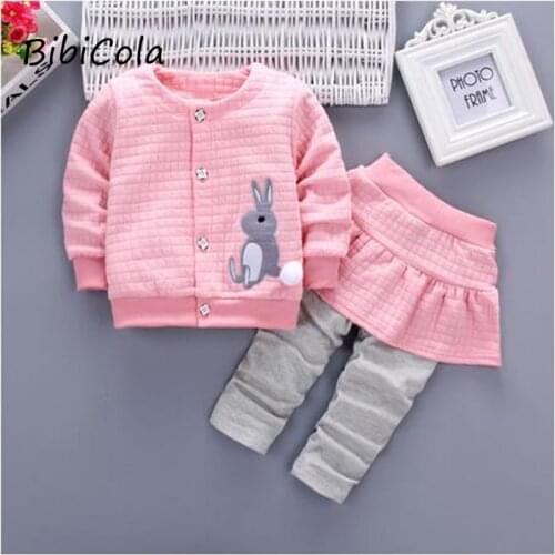 BibiCola baby girls clothing sets children fashion coat t-shirt pants 3pcs tracksuits for girls kids casual suits spring autumn