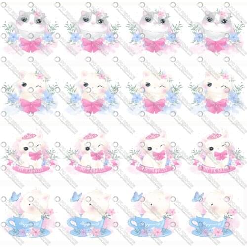 1-1/2" Cartoon Cute Cat Printed Custom Design Ribbons for DIY Crafts Hair Bow 3" Lanyard/Satin /Grosgrain Ribbon CA229