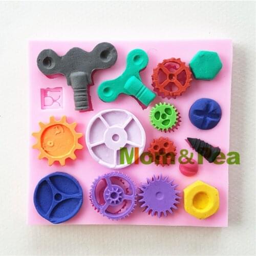 Mom&Pea 1052 Free Shipping Machinery Parts Shaped Silicone Mold Cake Decoration Fondant Cake 3D Mold Food Grade