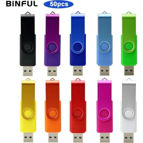 BiNFUL 50pcs Pendrive Metal OTG Usb Flash Drive High Quality Pen Drive 1GB 2GB 16GB 32GB 4GB High Speed USB 2.0 Free Logo Gift