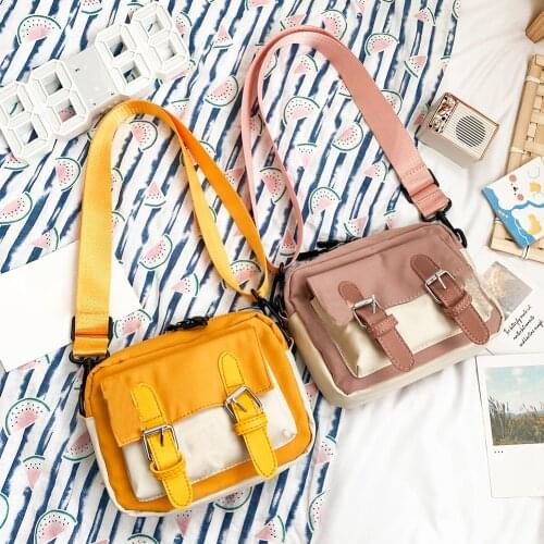 Cute Small Crossbody Bag Women Hit Color Student Casual Zipper Shoulder Messenger Pouch Mini Cloth Handbags Messenger Bag